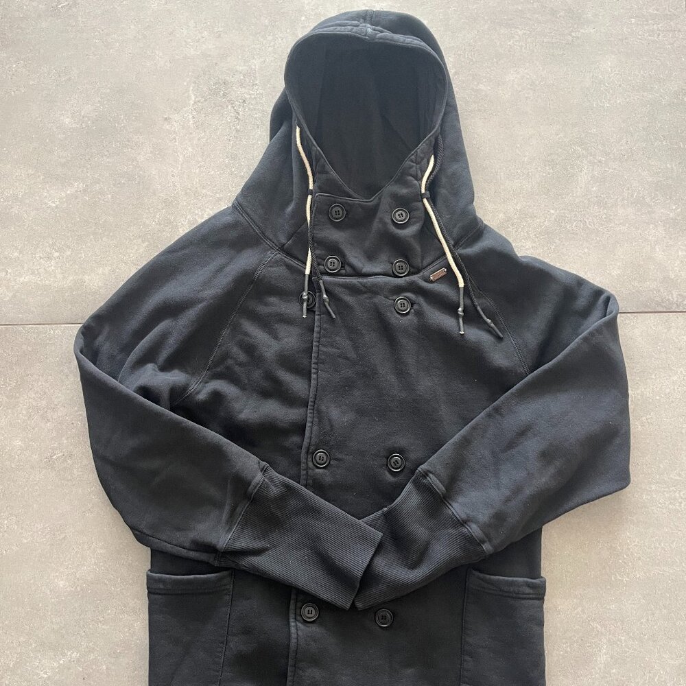 Diesel Black Size LARGE Double Button Up Hooded Sweater